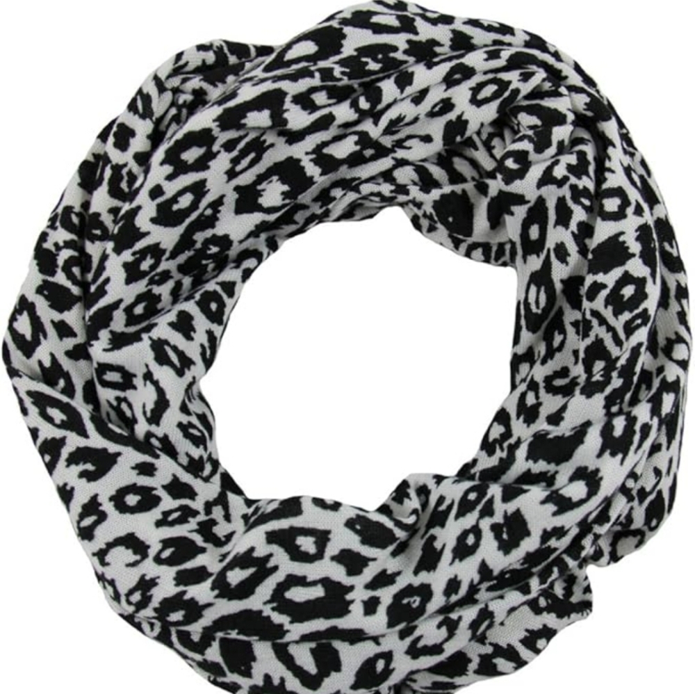 Leopard Print Scarf - Black and White